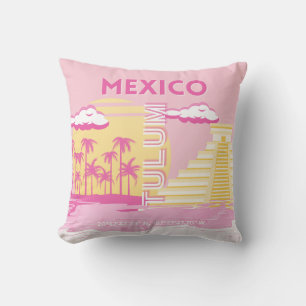 Coussin Tulum, Art Voyage, Art Preppy, Rose