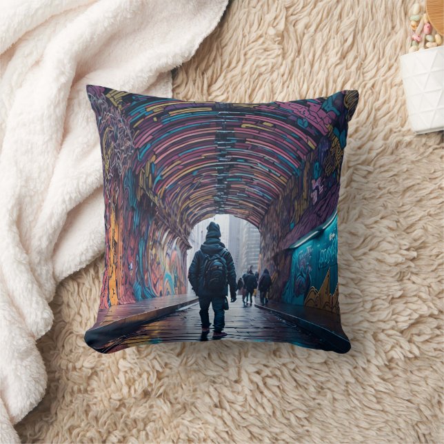 Coussin Tunnel de graffiti d'art (Couverture)