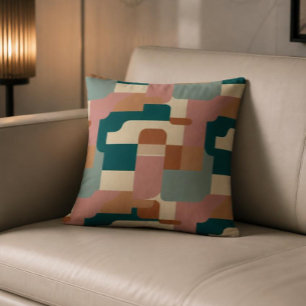 Coussin Turbine de milieu de siècle, rose, orange et crème