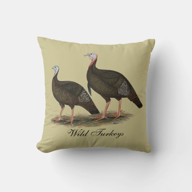 Coussin Turkeys Eastern Wild Pair (Recto)