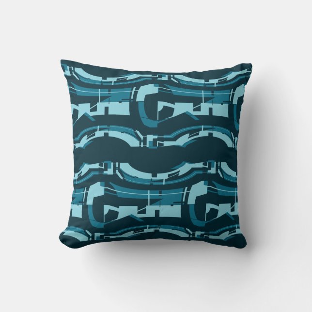 Coussin Turquoise Aqua Bold Formes horizontales sur Turquo (Recto)
