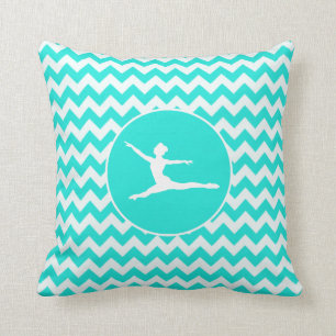 Coussin Turquoise, Aqua Color Chevron; Ballet