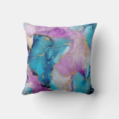 Coussin Turquoise Aqua Marbre rose violet (Verso)