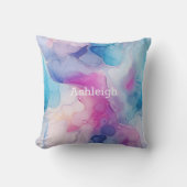 Coussin Turquoise Aqua Marbre rose violet (Recto)