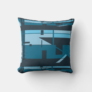 Coussin Turquoise Aqua Navy Mosaïque d'inspiration Art du