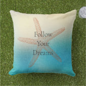 Coussin Turquoise Blanc Aqua Bleu Étoile de Mer de Plage (Herbe)
