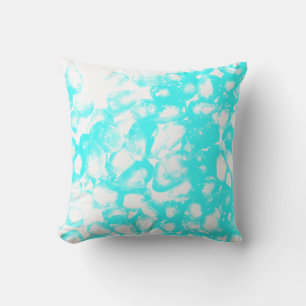 Coussin Turquoise Bleu Blanc Abstrait Motifs Moderne Cute
