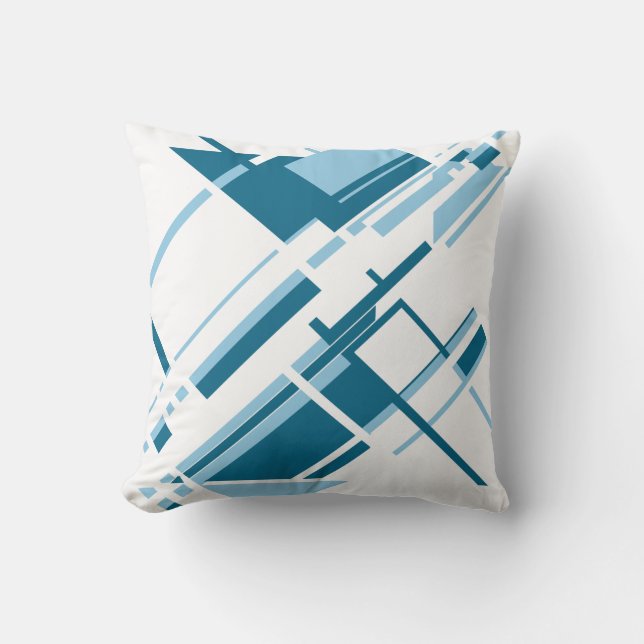 Coussin Turquoise Bleu clair sur Diagonale géométrique bla (Recto)