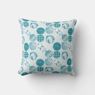 Coussin Turquoise, Bleu, motif de Noël