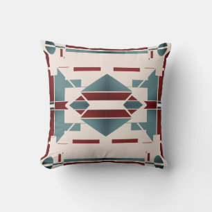 Coussin Turquoise Bleu Rouge Beige Sud-Ouest Look Tribal M
