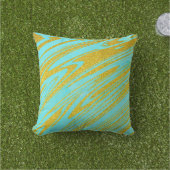 Coussin Turquoise bleu vert or Parties scintillant d'or Mo (Herbe)