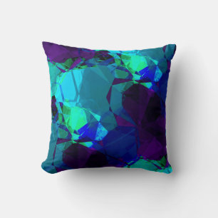 Coussin Turquoise Bleu & Violet Élégant Motif Abstrait