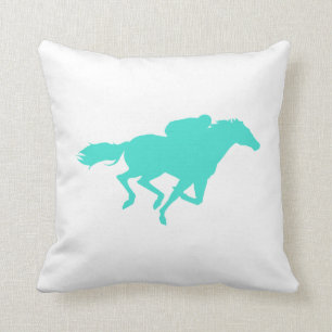 Coussin Turquoise; Blue Green Horse Racing