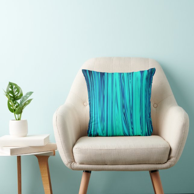 Coussin Turquoise Blue Ocean Wave brillant Abstrait mignon (Chaise)