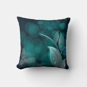 Coussin Turquoise Bokeh Feuille MoJo américain