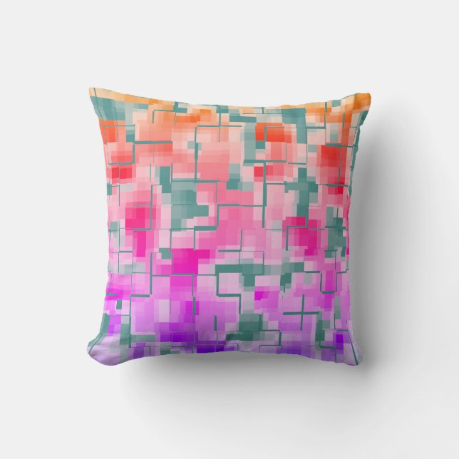Coussin Turquoise branché et Rainbow Abstrait Motif (Recto)