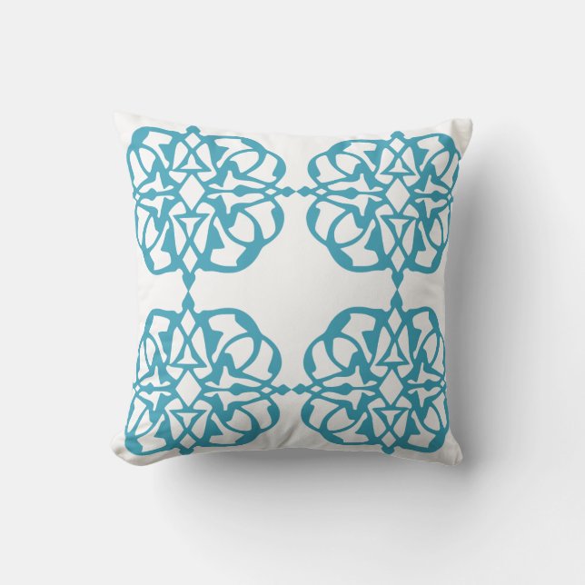 Coussin Turquoise Damas marocain (Recto)