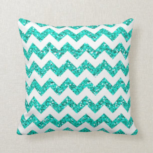 Coussin turquoise de divan de jet de zig de rayure