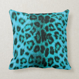 Coussin turquoise d'empreinte de léopard