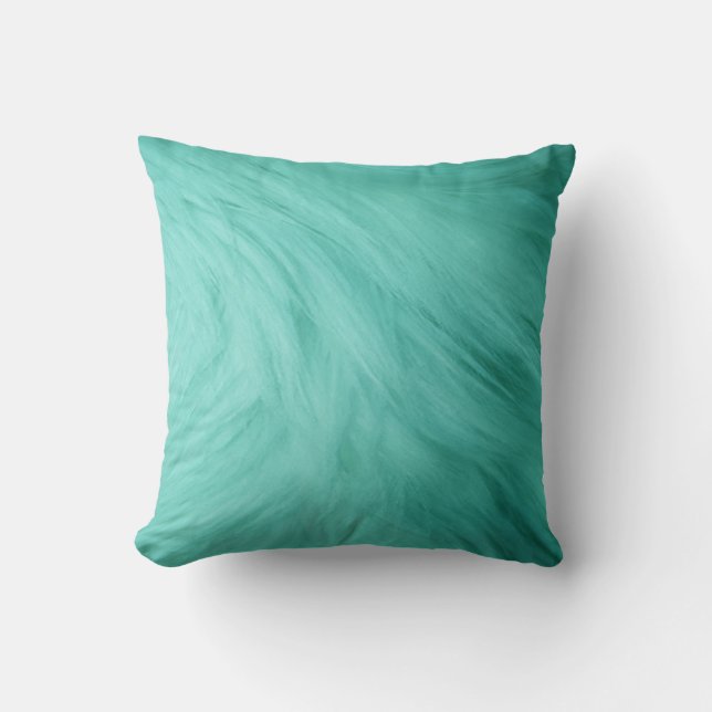 Coussin turquoise d'impression de fourrure (Recto)