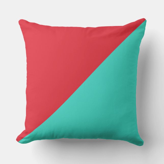 Coussin Turquoise et Alizarin couleur solide (Recto)