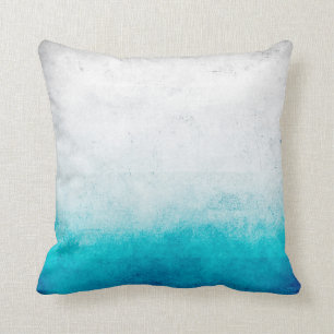 Coussin Turquoise et aquarelle affligée par Ombre blanche