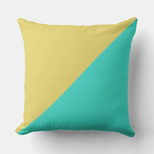 Coussin Turquoise et arrière - plan jaune de couleur (Recto)