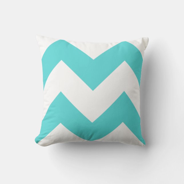 Coussin turquoise et blanc de zigzag (Recto)