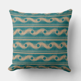Coussin Turquoise et Caramel Spiral Motif géométrique rayo