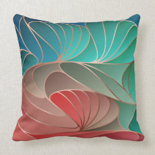 Coussin Turquoise et corail Nouveau Art Nouveau