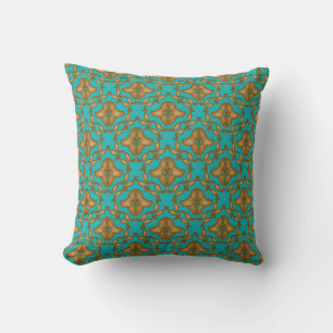 Coussin Turquoise et Gold Damask