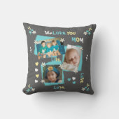 Coussin Turquoise et gris avec des coeurs de fleurs et des (Recto)