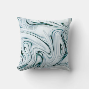 Coussin Turquoise et Marbre blanc effet de torsade oreille