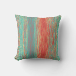 Coussin Turquoise et rouge orange clair