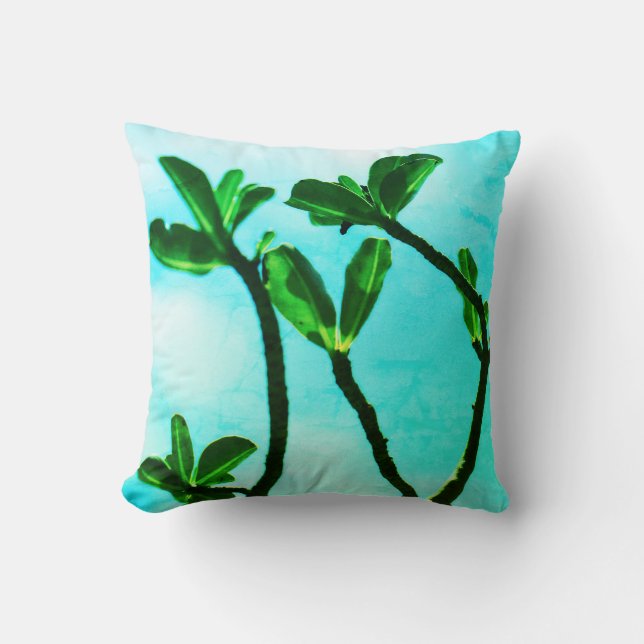 Coussin Turquoise Feuilles de Kudu Lily (Recto)
