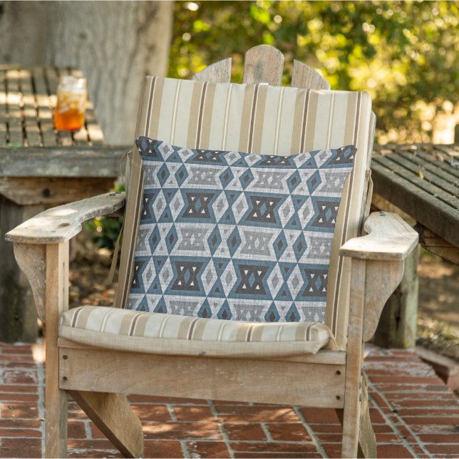 Coussin Turquoise foncé bleu clair gris noir Motif d'art t (Chaise)