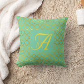 Coussin Turquoise Gold Quatrefoil MONOGRAM Mariage des jeu (Couverture)