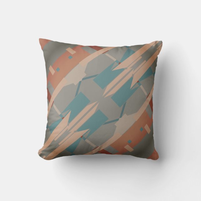 Coussin Turquoise Gris Terracotta Corail incliné Sud-Ouest (Recto)