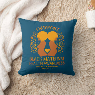Coussin Turquoise Je soutiens BLACK MATERNAL SANTÉ SENSIBI