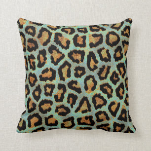 Coussin Turquoise léopard chic poster de animal lancer ore