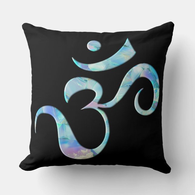 Coussin Turquoise Marbré Om (Recto)