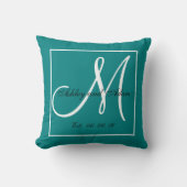 Coussin Turquoise Mariage de conservation du monogramme bl (Recto)