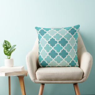 Coussin Turquoise moderne Blue Marocain Quatrefoil Carreau