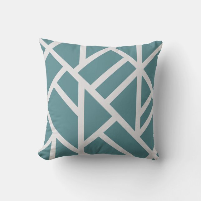 Coussin Turquoise moderne et blanc rayures Abstraites (Recto)