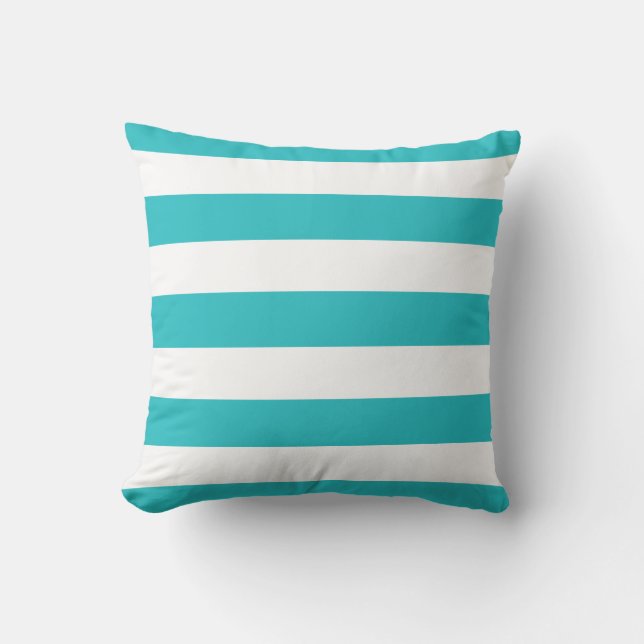 Coussin Turquoise moderne et rayures blanches (Recto)