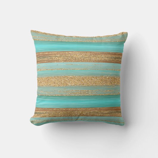 Coussin Turquoise moderne Faux Gold Parties scintillant St (Recto)