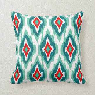Coussin Turquoise moderne turquoise Ikat Tribal Motif 1a