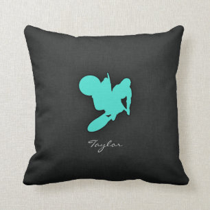 Coussin Turquoise ; Motocross Vert Bleu