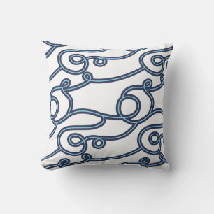 Coussin Turquoise, Navy & White Beach Theme Jeu d'oreiller
