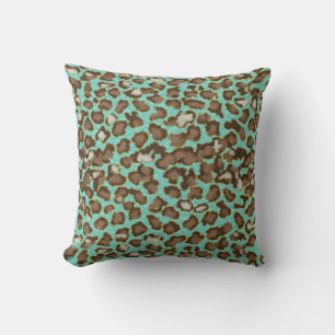 Coussin Turquoise peinte à la main de poster de animal de